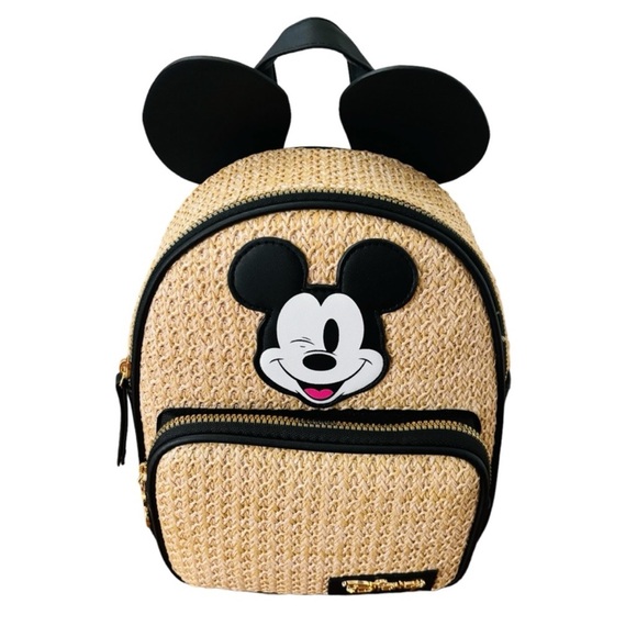 SALE NWT Disney Mickey Mini Backpack Straw with Mickey Ears - Picture 2 of 11
